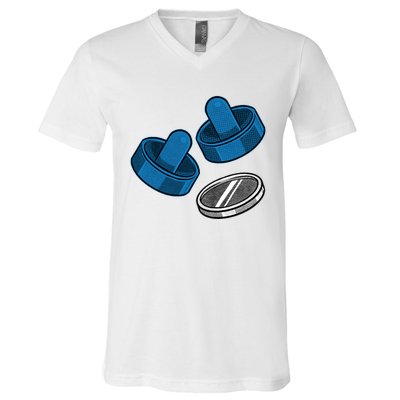 Air Hockey Game Pieces V-Neck T-Shirt