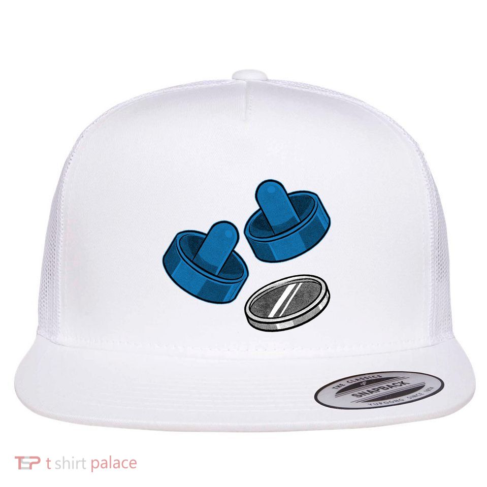 Air Hockey Game Pieces Flat Bill Trucker Hat
