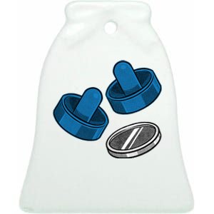 Air Hockey Game Pieces Ceramic Bell Ornament