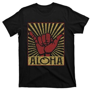 Aloha Hawaiian Hawaii Distressed Shaka Sign T-Shirt