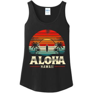 Aloha Hawaii Hawaiian Island Palm Beach Surfboard Surf Ladies Essential Tank