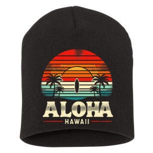 Aloha Hawaii Hawaiian Island Palm Beach Surfboard Surf Short Acrylic Beanie