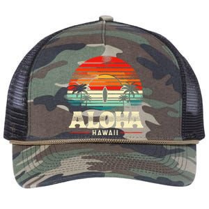 Aloha Hawaii Hawaiian Island Palm Beach Surfboard Surf Retro Rope Trucker Hat Cap