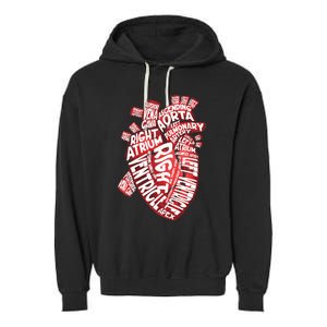 Anatomical Human Heart Cardiology Medical Cardiac Nurse Garment-Dyed Fleece Hoodie