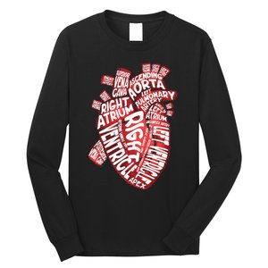 Anatomical Human Heart Cardiology Medical Cardiac Nurse Long Sleeve Shirt