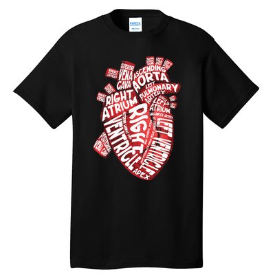 Anatomical Human Heart Cardiology Medical Cardiac Nurse Tall T-Shirt