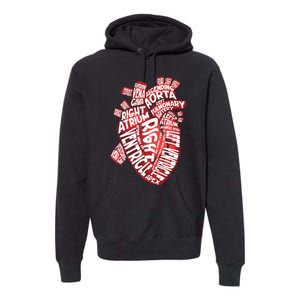 Anatomical Human Heart Cardiology Medical Cardiac Nurse Premium Hoodie