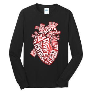 Anatomical Human Heart Cardiology Medical Cardiac Nurse Tall Long Sleeve T-Shirt