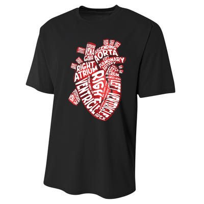 Anatomical Human Heart Cardiology Medical Cardiac Nurse Performance Sprint T-Shirt