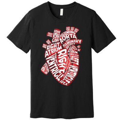 Anatomical Human Heart Cardiology Medical Cardiac Nurse Premium T-Shirt