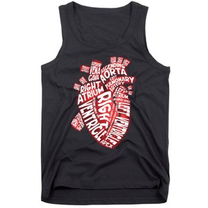 Anatomical Human Heart Cardiology Medical Cardiac Nurse Tank Top