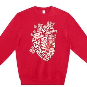 Anatomical Human Heart Cardiology Medical Cardiac Nurse Premium Crewneck Sweatshirt