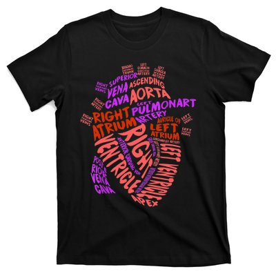 Anatomical Human Heart Cardiology Medical Cardiac Nurse TShirt T-Shirt