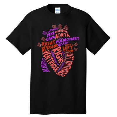 Anatomical Human Heart Cardiology Medical Cardiac Nurse TShirt Tall T-Shirt