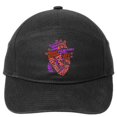 Anatomical Human Heart Cardiology Medical Cardiac Nurse TShirt 7-Panel Snapback Hat