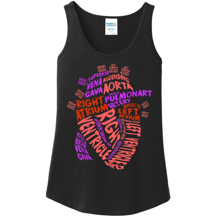 Anatomical Human Heart Cardiology Medical Cardiac Nurse TShirt Ladies Essential Tank