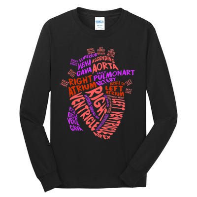 Anatomical Human Heart Cardiology Medical Cardiac Nurse TShirt Tall Long Sleeve T-Shirt