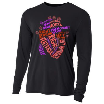 Anatomical Human Heart Cardiology Medical Cardiac Nurse TShirt Cooling Performance Long Sleeve Crew