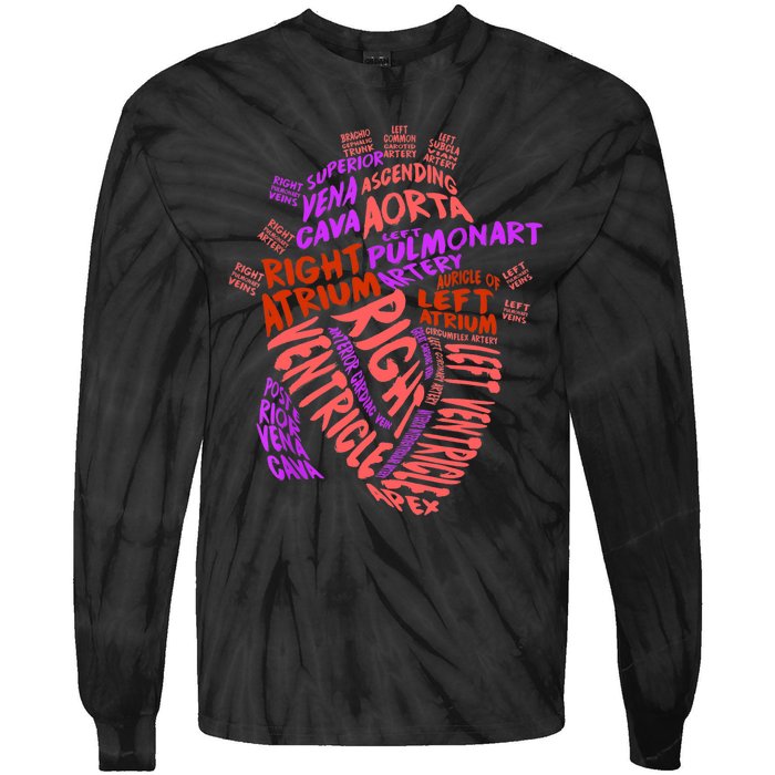 Anatomical Human Heart Cardiology Medical Cardiac Nurse TShirt Tie-Dye Long Sleeve Shirt