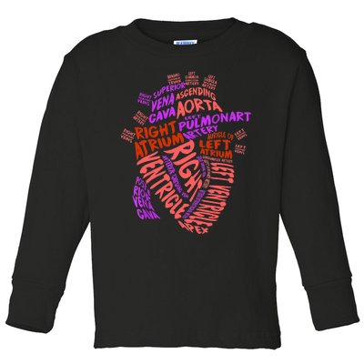 Anatomical Human Heart Cardiology Medical Cardiac Nurse TShirt Toddler Long Sleeve Shirt