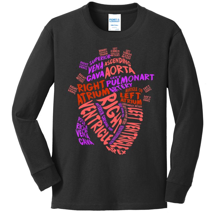 Anatomical Human Heart Cardiology Medical Cardiac Nurse TShirt Kids Long Sleeve Shirt