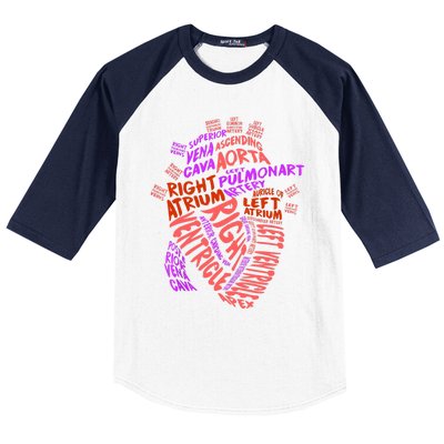 Anatomical Human Heart Cardiology Medical Cardiac Nurse TShirt Baseball Sleeve Shirt