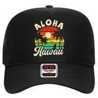 Aloha Hawaii Hawaiian Island Beach Vacation Summer High Crown Mesh Back Trucker Hat