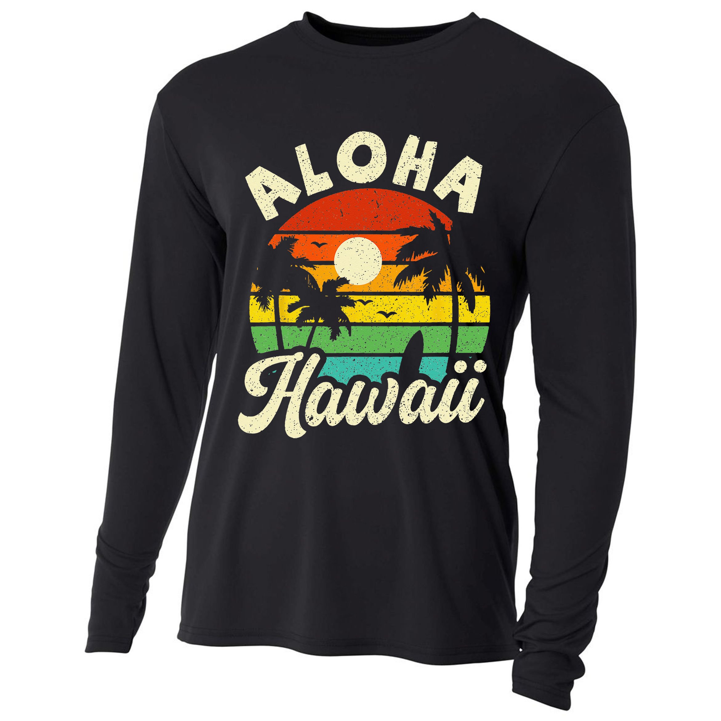 Aloha Hawaii Hawaiian Island Beach Vacation Summer Cooling Performance Long Sleeve Crew