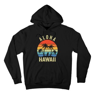 Aloha Hawaii Hawaiian Island Palm Beach Surfboard Surf Hoodie