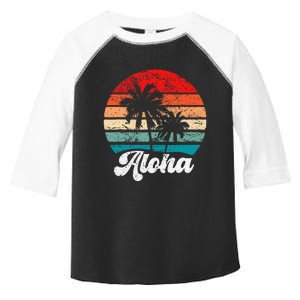 Aloha Hawaii Hawaiian Island Palm Tree Beach Retro 70s 80s Toddler Fine Jersey T-Shirt