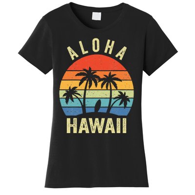 Aloha Hawaii Hawaiian Island Palm Beach Surfboard Surf Women's T-Shirt