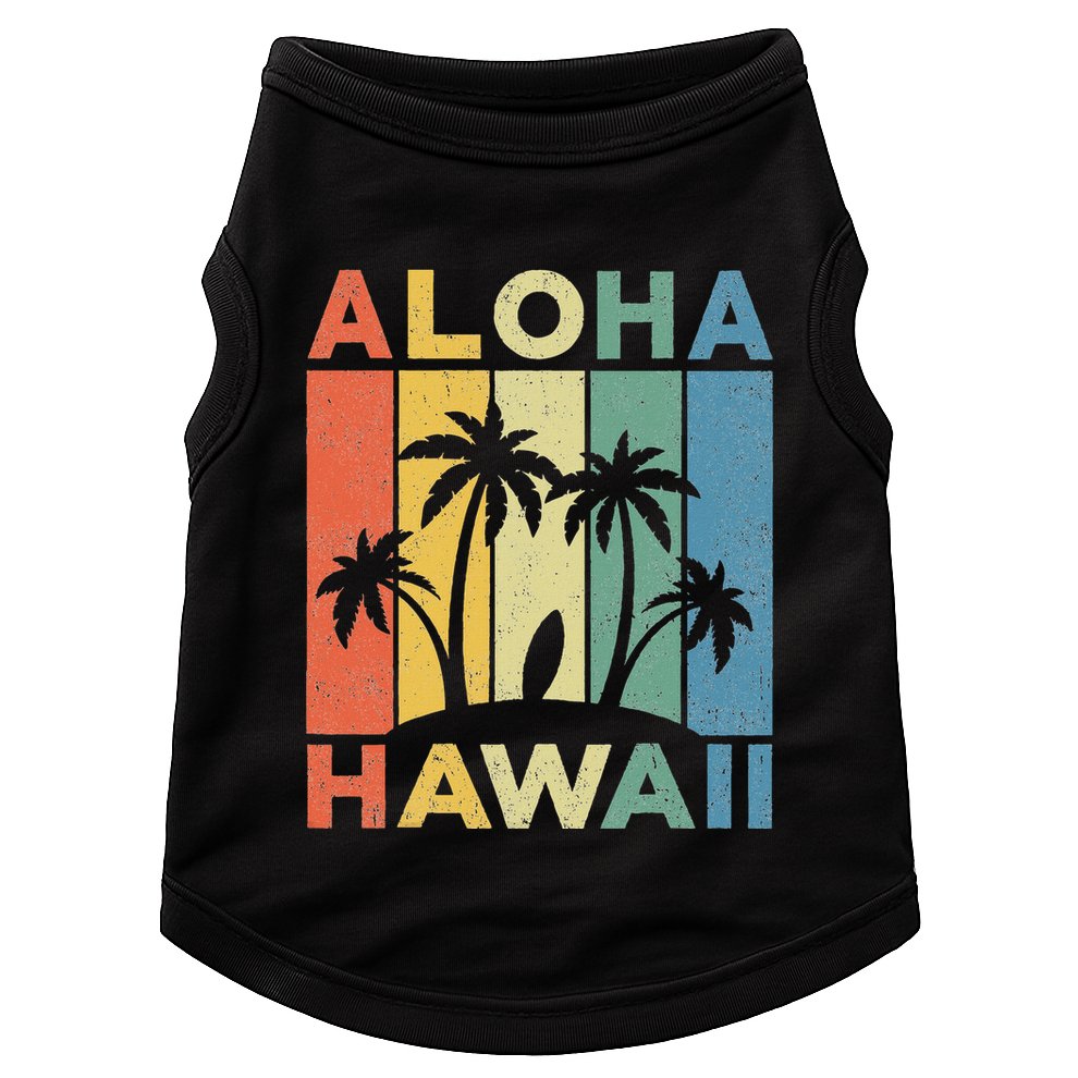 Aloha Hawaii Hawaiian Island Palm Beach Surfboard Surf Doggie Tank