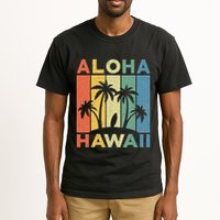 Aloha Hawaii Hawaiian Island Palm Beach Surfboard Surf Tall T-Shirt
