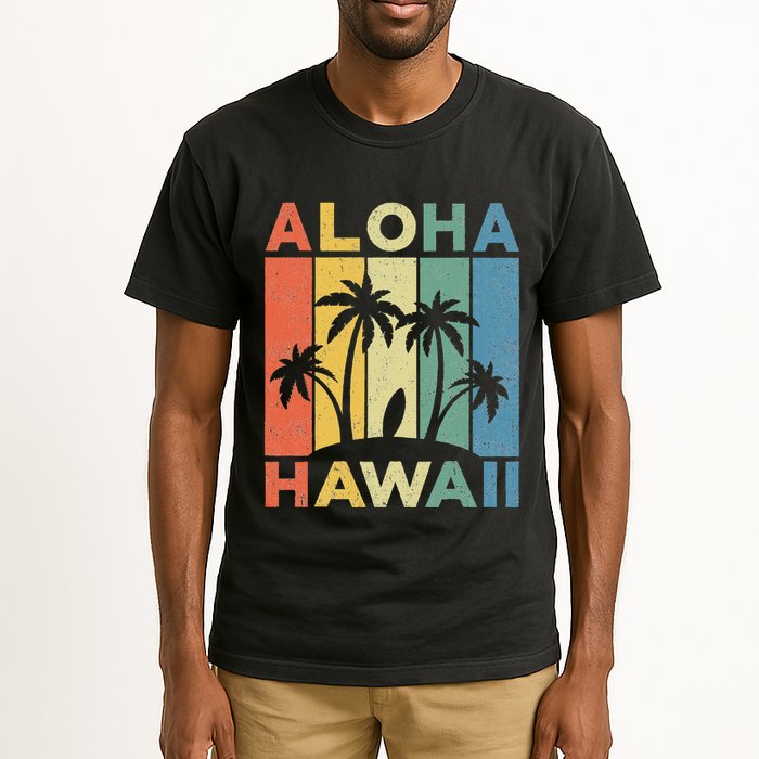 Aloha Hawaii Hawaiian Island Palm Beach Surfboard Surf Tall T-Shirt