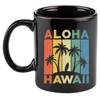 Aloha Hawaii Hawaiian Island Palm Beach Surfboard Surf 11oz C Handle Ceramic Mug