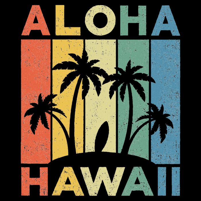 Aloha Hawaii Hawaiian Island Palm Beach Surfboard Surf Premium T-Shirt