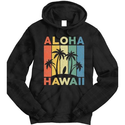 Aloha Hawaii Hawaiian Island Palm Beach Surfboard Surf Tie Dye Hoodie