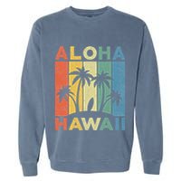 Aloha Hawaii Hawaiian Island Palm Beach Surfboard Surf Garment-Dyed Sweatshirt