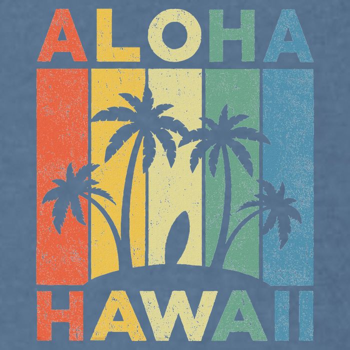 Aloha Hawaii Hawaiian Island Palm Beach Surfboard Surf Garment-Dyed Sweatshirt