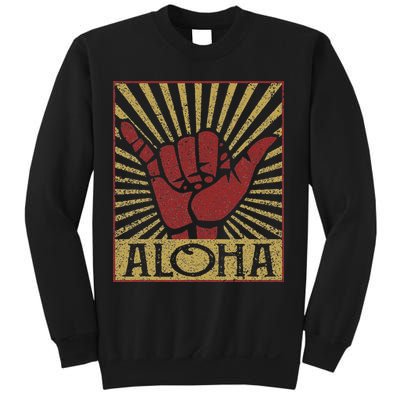 Aloha Hawaiian Hawaii Vintage Distressed Shaka Sign Sweatshirt