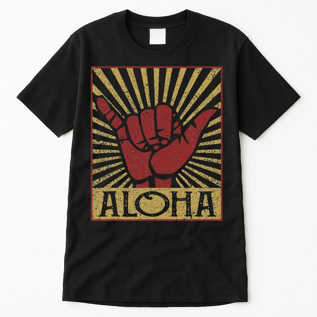 Aloha Hawaiian Hawaii Vintage Distressed Shaka Sign Tall T-Shirt