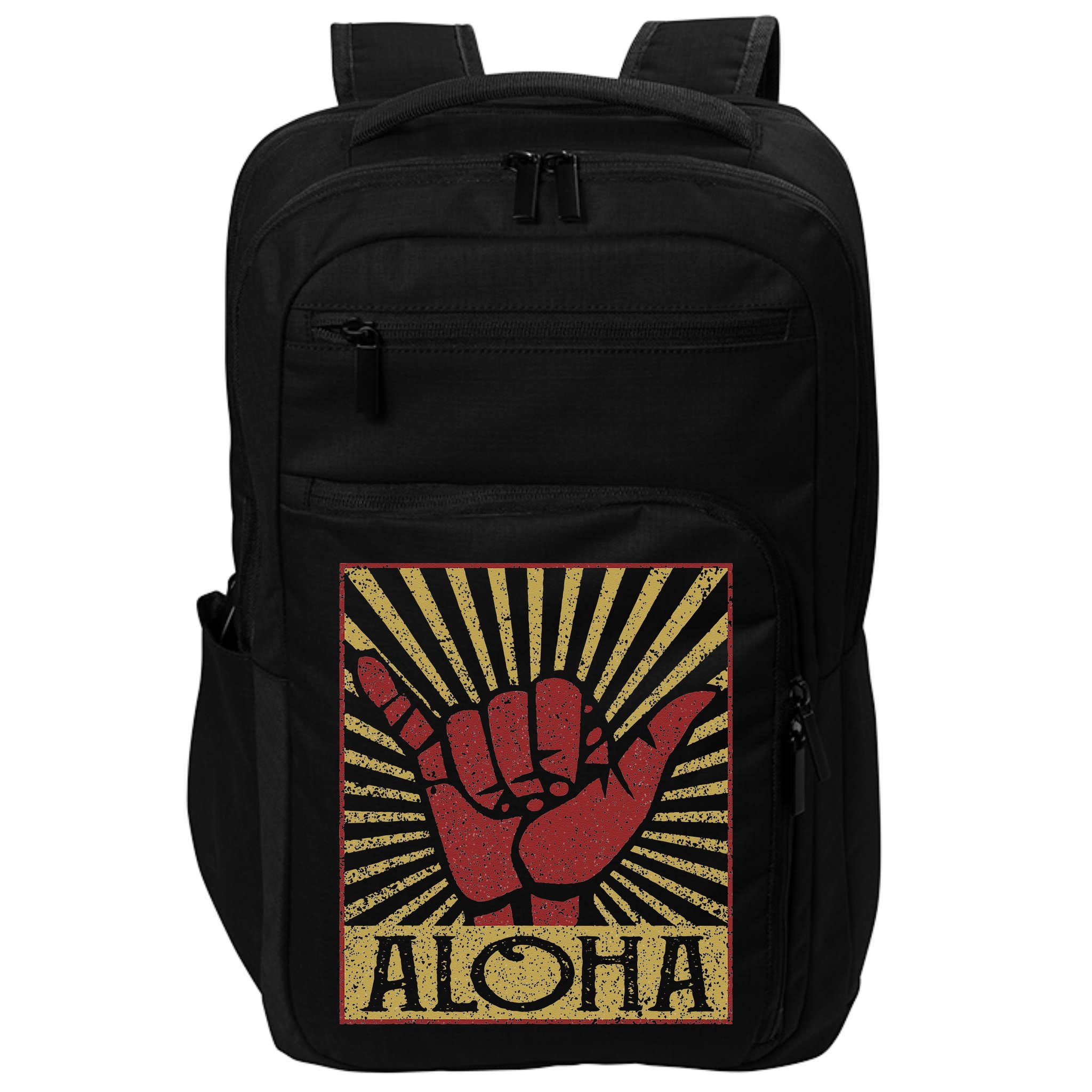 Aloha Hawaiian Hawaii Vintage Distressed Shaka Sign Impact Tech Backpack
