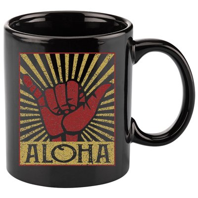 Aloha Hawaiian Hawaii Vintage Distressed Shaka Sign 11oz C Handle Ceramic Mug
