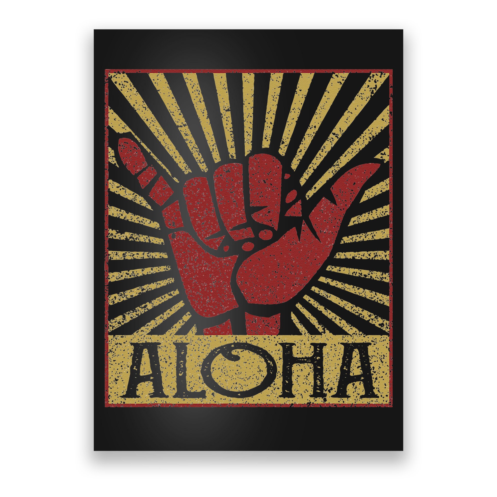 Aloha Hawaiian Hawaii Vintage Distressed Shaka Sign Poster