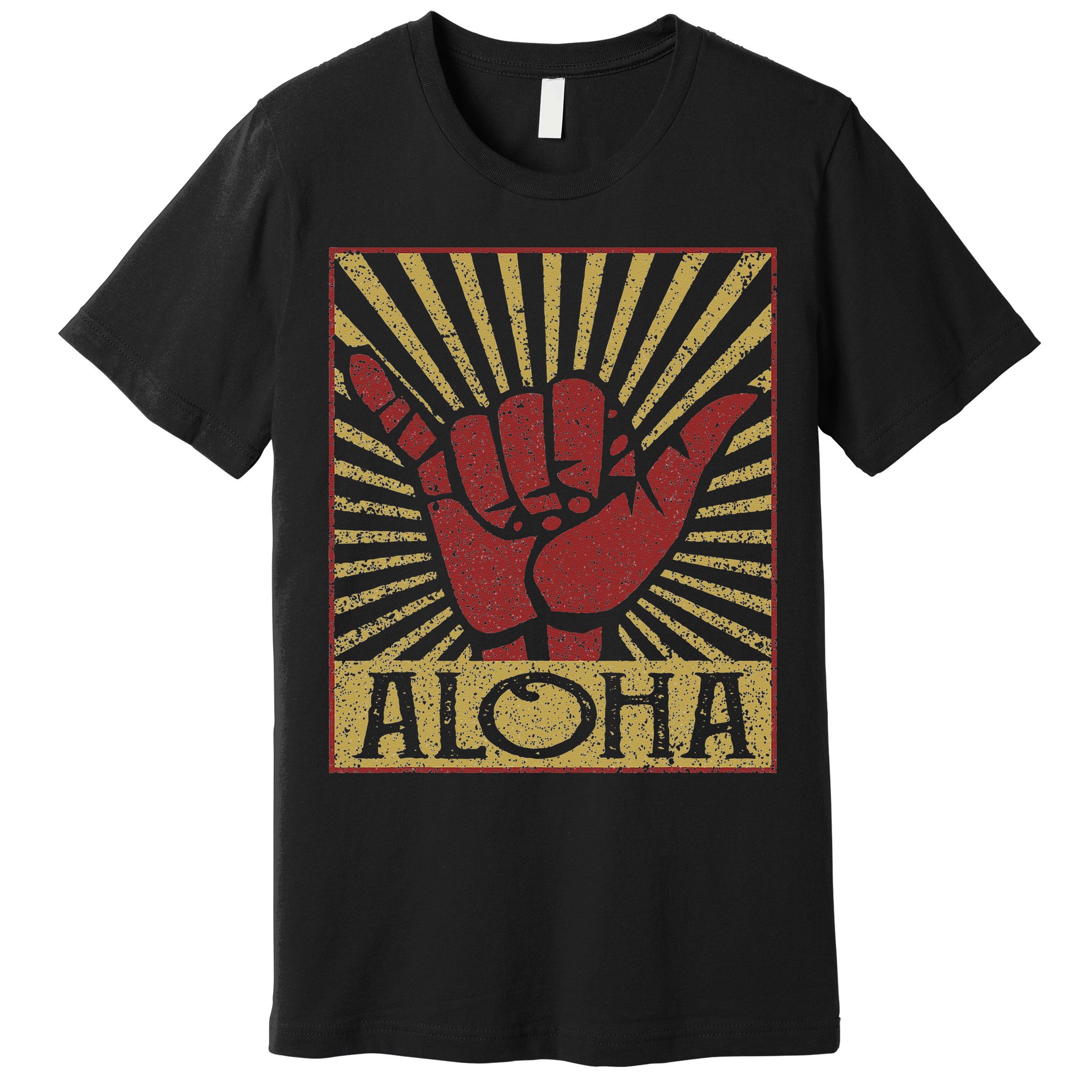 Aloha Hawaiian Hawaii Vintage Distressed Shaka Sign Premium T-Shirt