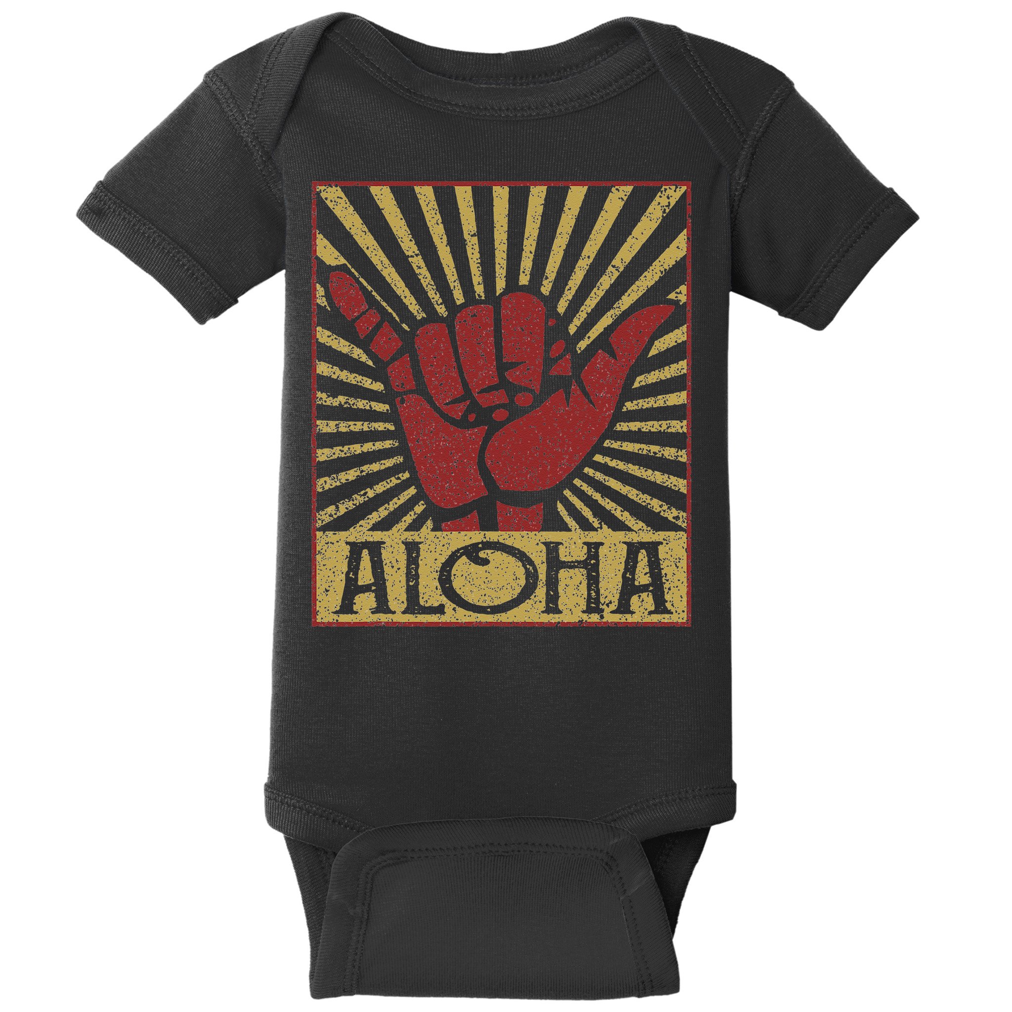 Aloha Hawaiian Hawaii Vintage Distressed Shaka Sign Baby Bodysuit