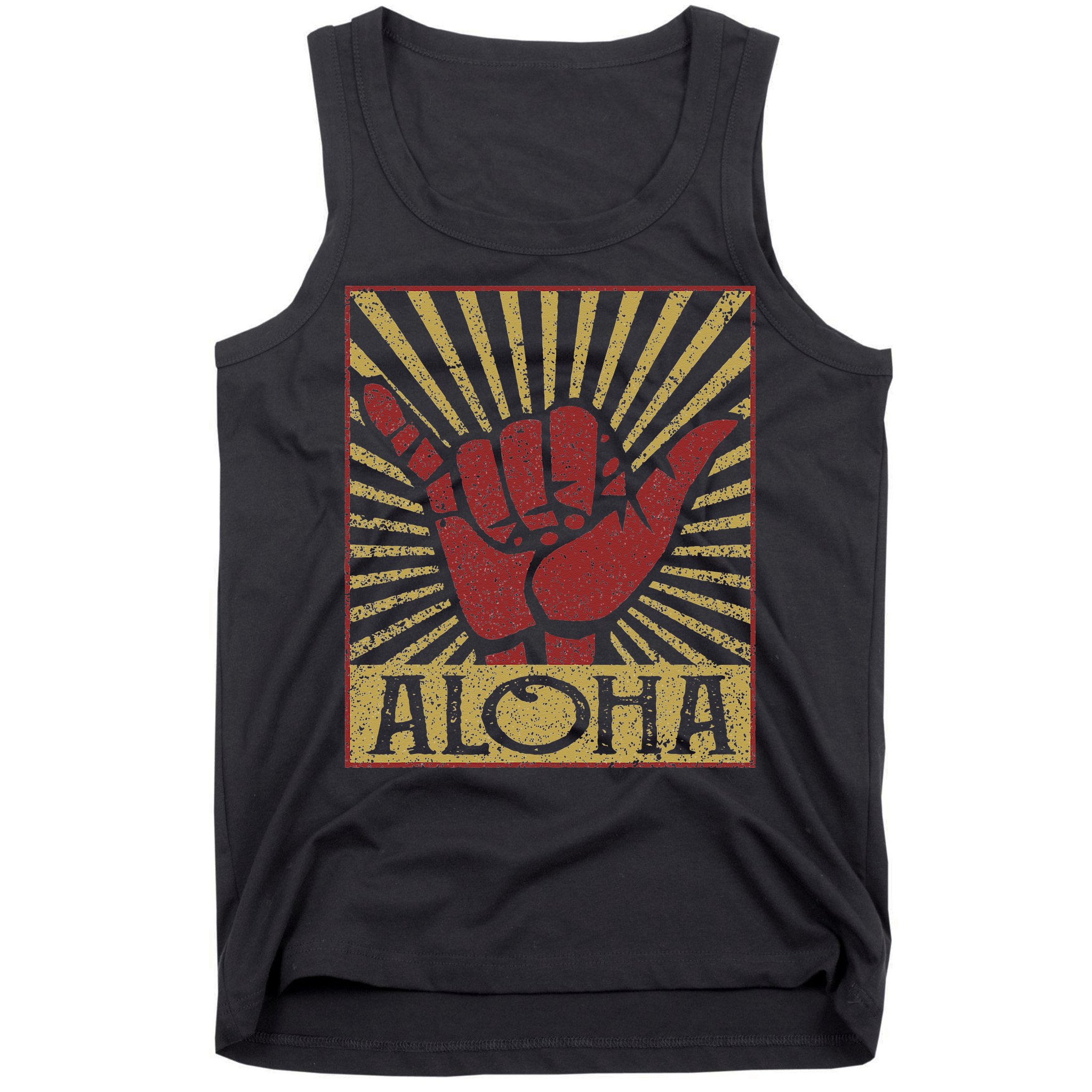 Aloha Hawaiian Hawaii Vintage Distressed Shaka Sign Tank Top