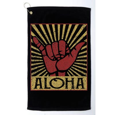 Aloha Hawaiian Hawaii Vintage Distressed Shaka Sign Golf Towel