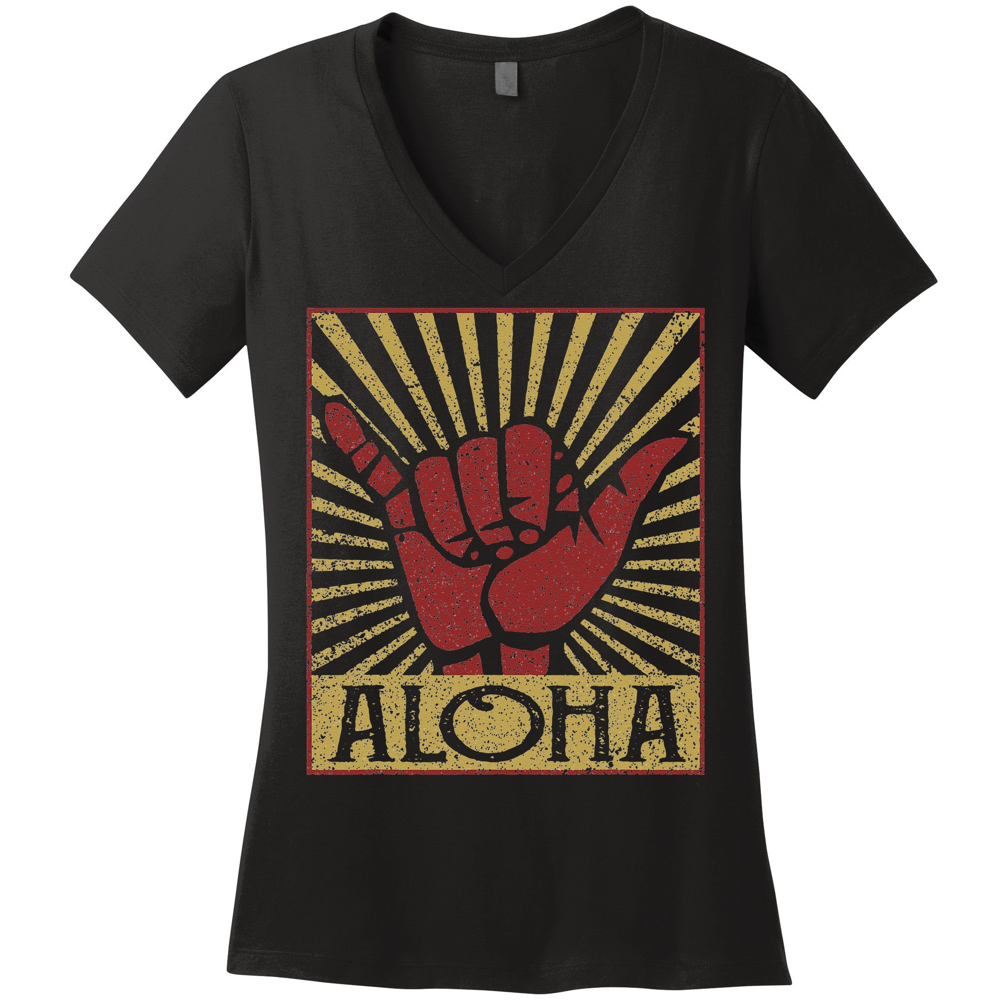 Aloha Hawaiian Hawaii Vintage Distressed Shaka Sign Women's V-Neck T-Shirt