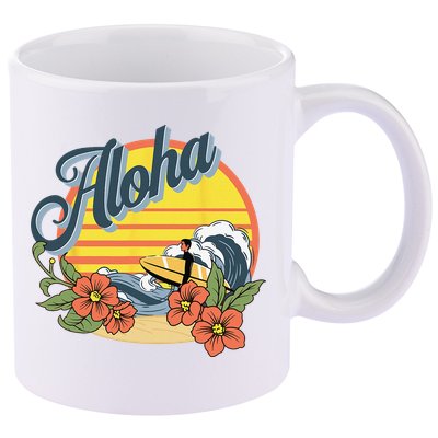 Aloha Hawaii Hawaiian island Surf Sport  11oz C Handle Ceramic Mug